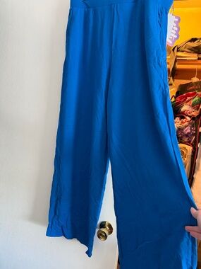 YITTY Wide Leg Jumpsuit Pants in Bright Blue